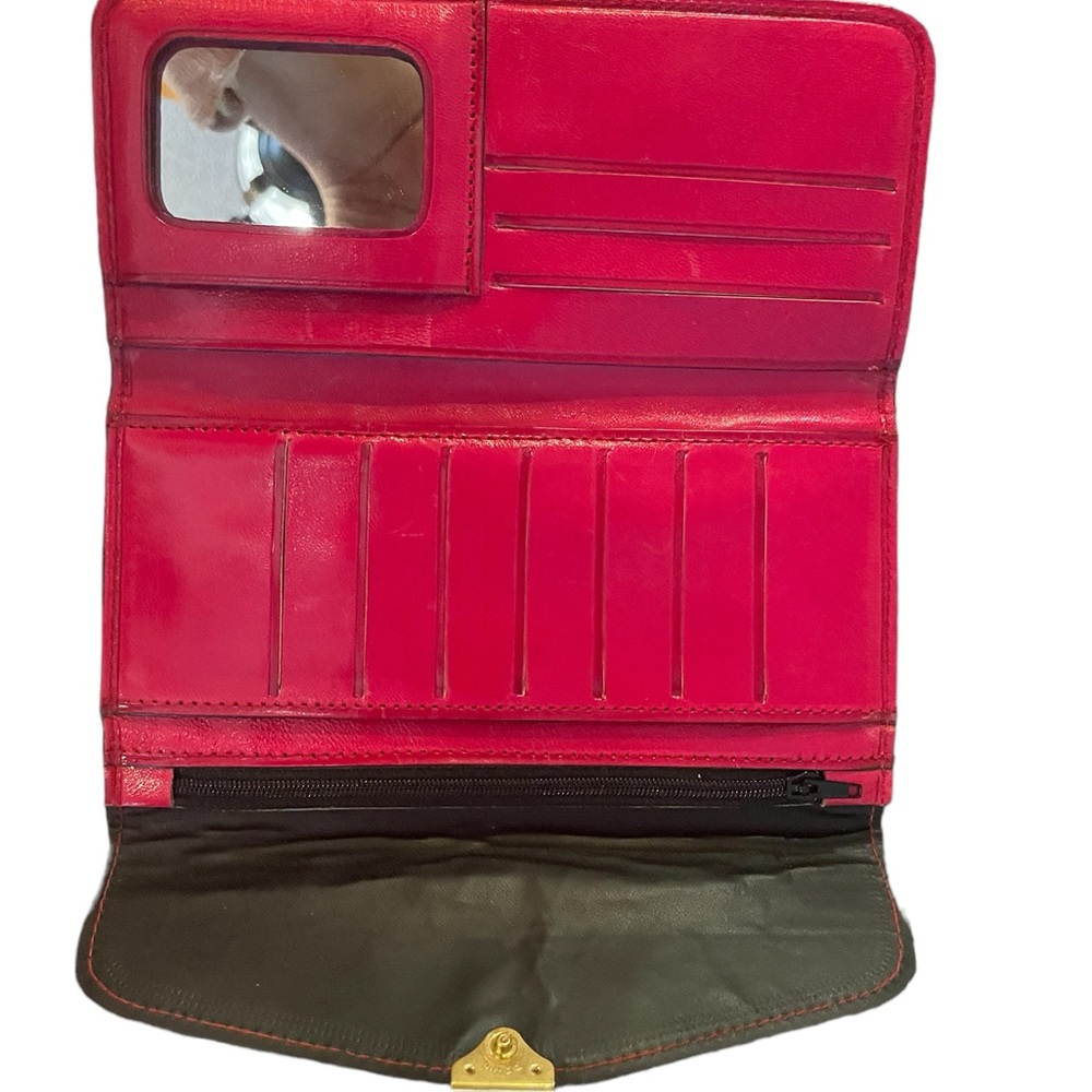 Prym pink leather long wallet, trifold. - Picture 5 of 9